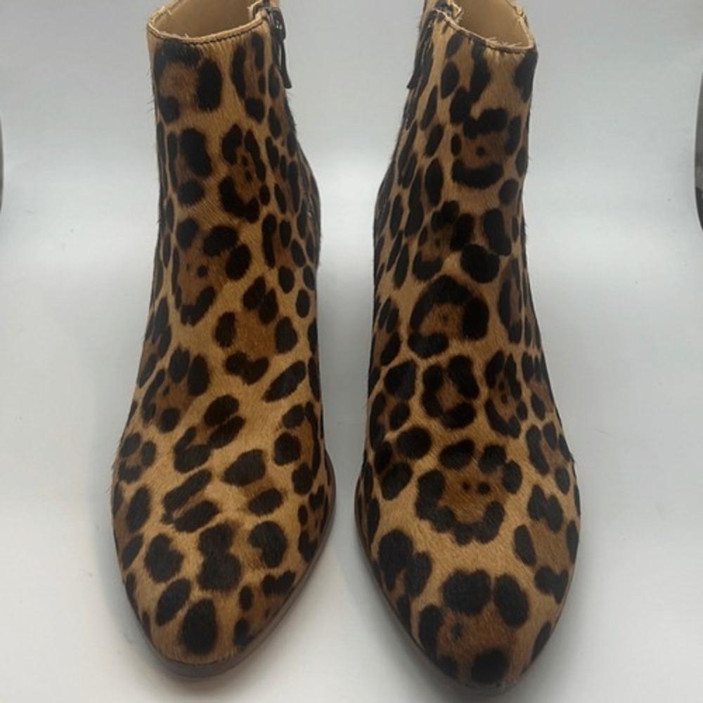 J. Crew Walker" ankle calf hair‎ boots- Rich Mahogany leopard print-women-7